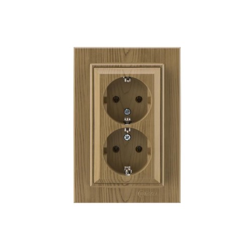 Розетка 2-я с/з СП (Новый дизайн) Karea 16А IP20 дуб Makel 56101057