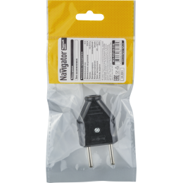 Вилка 61 714 NCA-PL07-6A-X-BL прямая без заземл. черн. Navigator 61714