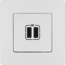 Устройство зарядное Etika с двумя USB-разъемами тип C-тип C 240В/5В 3000мА бел. Leg 672235