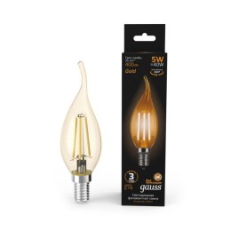 Лампа светодиодная филаментная Black Filament 5Вт свеча на ветру золотая 2700К тепл. бел. E14 400лм