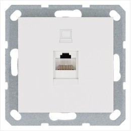 Розетка компьютерная 1-м RJ45 IP20 кат. 5E механизм бел. глянцевый Jasmart G6105W