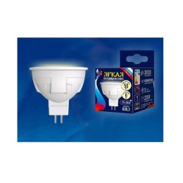 Лампа светодиодная LED-JCDR 6W/WW/GU5.3/FR PLP01WH JCDR ЯРКАЯ матовая 3000К тепл. бел. (упак. картон