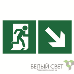 Знак безопасности BL-2010B.E36"Напр. к эвакуационному выходу направо вниз" Белый свет a18143