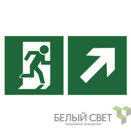 Знак безопасности BL-2010B.E37"Напр. к эвакуационному выходу направо вверх" Белый свет a18144
