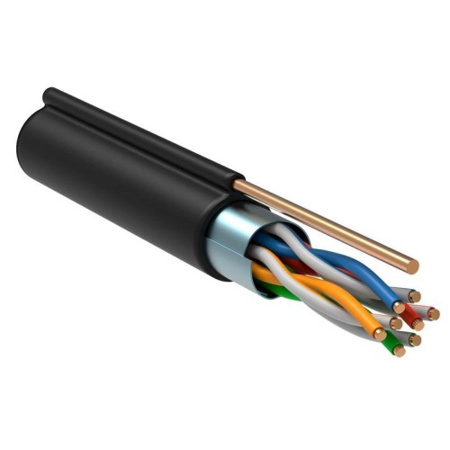 Кабель витая пара F/UTP кат.5E 4х2х24AWG LDPE с метал. тросом 1.2мм черн. (305м) (м) ITK LC3-C5E04-3