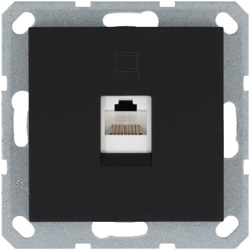 Розетка компьютерная 1-м RJ45 IP20 кат. 5E механизм черн. матов. soft touch Jasmart G6105PB