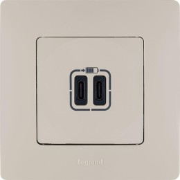 Устройство зарядное Etika с двумя USB-разъемами тип C-тип C 240В/5В 3000мА сл. кость Leg 672335