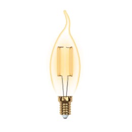 Лампа светодиодная LED-CW35-5W/GOLDEN/E14 GLV21GO Vintage форма "свеча на ветру" зол. колба упак. ка