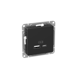 Розетка СП Эпика USB-A+С механизм черн. EKF UP1-SOB-USBA+USBC