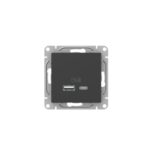 Розетка СП Эпика USB-A+С механизм черн. EKF UP1-SOB-USBA+USBC