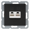 Розетка компьютерная 2-м RJ45 IP20 кат. 5E механизм антрацит Jasmart G6106B