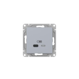 Розетка СП Эпика USB-С быстрая механизм алюм. EKF UP1-SOA-USBCF