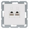 Розетка компьютерная 2-м RJ45 IP20 кат. 5E механизм бел. глянцевый Jasmart G6106W