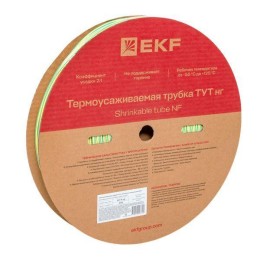 Трубка термоусадочная ТУТ нг 4/2 желт./зел. (уп.200м) EKF tut-4-yg