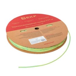 Трубка термоусадочная ТУТ нг 4/2 желт./зел. (уп.200м) EKF tut-4-yg