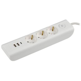 Удлинитель 3х2м с заземл. 16А 250В MODERN У03В с выкл. USBх3 (type-Aх2шт + type-Cх1шт) ПВС 3х1 бел.