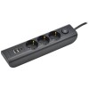 Удлинитель 3х2м с заземл. 16А 250В MODERN У03В с выкл. USBх3 (type-Aх2шт + type-Cх1шт) ПВС 3х1 черн.