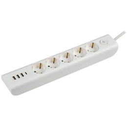 Удлинитель 5х2м с заземл. 16А 250В MODERN У05В с выкл. USBх4 (type-Aх3шт + type-Cх1шт) ПВС 3х1 бел.