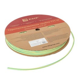 Трубка термоусадочная ТУТ нг 6/3 желт./зел. (уп.100м) EKF tut-6-yg