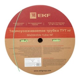 Трубка термоусадочная ТУТ нг 6/3 желт./зел. (уп.100м) EKF tut-6-yg