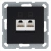 Розетка компьютерная 2-м RJ45 IP20 кат. 5E механизм черн. матов. soft touch Jasmart G6106PB