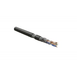 Кабель витая пара экранир. SF/UTP4 кат.5E 4 пары 24 AWG ОЖ solid общий экран-фольга + оплетка PE -40
