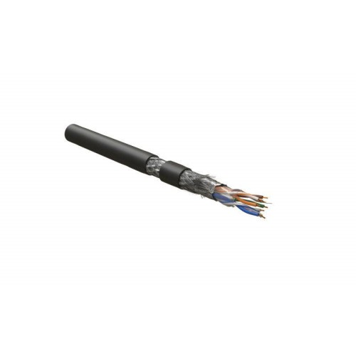Кабель витая пара экранир. SF/UTP4 кат.5E 4 пары 24 AWG ОЖ solid общий экран-фольга + оплетка PE -40