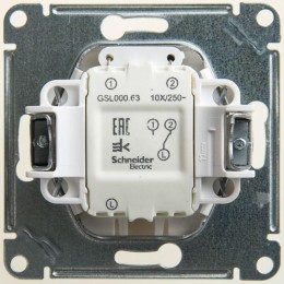 Переключатель проходной 1-кл. СП Glossa 10А IP20 (сх. 6а) 10AX с подсветкой механизм перламутр. SE G