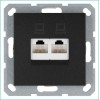 Розетка компьютерная 2-м RJ45 IP20 кат. 6 механизм антрацит Jasmart G6108B