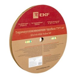 Трубка термоусадочная ТУТ нг 10/5 желт./зел. (уп.100м) EKF tut-10-yg