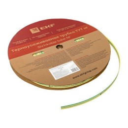 Трубка термоусадочная ТУТ нг 10/5 желт./зел. (уп.100м) EKF tut-10-yg