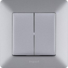 Выключатель 2-кл. СП Valena Life 10А IP20 250В с лицев. панелью безвинтов. зажимы механизм алюм. Leg