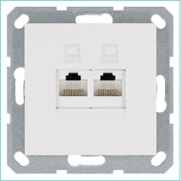 Розетка компьютерная 2-м RJ45 IP20 кат. 6 механизм бел. глянцевый Jasmart G6108W