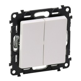 Выключатель 2-кл. СП Valena Life 10А IP20 250В с лицев. панелью безвинтов. зажимы механизм бел. Leg