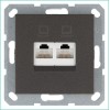 Розетка компьютерная 2-м RJ45 IP20 кат. 6 механизм мокко Jasmart G6108Z