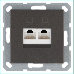 Розетка компьютерная 2-м RJ45 IP20 кат. 6 механизм мокко Jasmart G6108Z