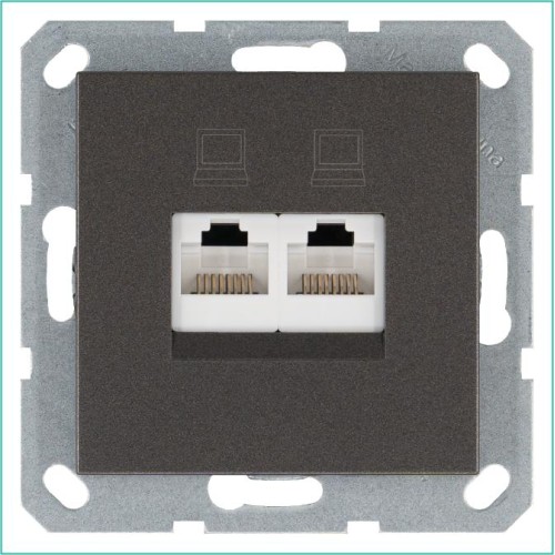Розетка компьютерная 2-м RJ45 IP20 кат. 6 механизм мокко Jasmart G6108Z