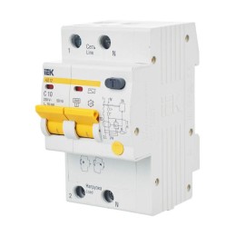 Выключатель автоматический дифференциального тока 2п C 10А 10мА тип AC 4.5кА АД-12 KARAT IEK MAD10-2