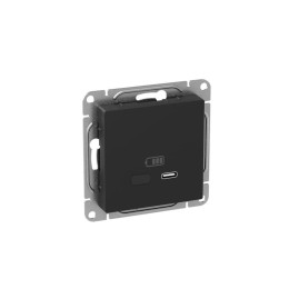 Розетка СП Эпика USB-С быстрая механизм черн. EKF UP1-SOB-USBCF