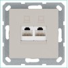 Розетка компьютерная 2-м RJ45 IP20 кат. 6 механизм тауп Jasmart G6108T