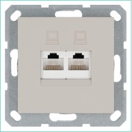 Розетка компьютерная 2-м RJ45 IP20 кат. 6 механизм тауп Jasmart G6108T