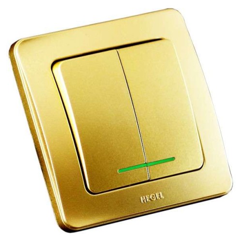 Выключатель 2-кл. СП Мастер 10А IP20 250В с индикацией зол. HEGEL ВС10-352-07