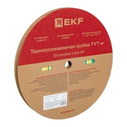 Трубка термоусадочная ТУТ нг 12/6 желт./зел. (уп.100м) EKF tut-12-yg