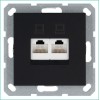 Розетка компьютерная 2-м RJ45 IP20 кат. 6 механизм черн. матов. soft touch Jasmart G6108PB