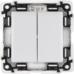 Выключатель 2-кл. СП Valena Life 10А IP44 250В с лицев. панелью безвинтов. зажимы механизм бел. Leg