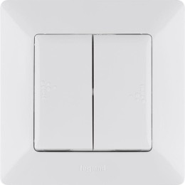 Выключатель 2-кл. СП Valena Life 10А IP44 250В с лицев. панелью безвинтов. зажимы механизм бел. Leg