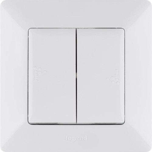 Выключатель 2-кл. СП Valena Life 10А IP44 250В с лицев. панелью безвинтов. зажимы механизм бел. Leg