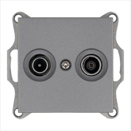 Розетка телевизионная оконечная TV + FM 2-м Ф9.5мм механизм алюм. Jasmart G6204S