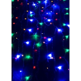 Гирлянда светодиодная "Дождь" 1.5х1.5м 144LED мультиколор 8 режимов 220В 1.5мм провод прозр. КОСМОС