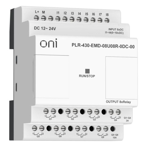 Модуль расширения входов выходов ПЛК 430 4 DI 4 UI (0-10В/DI) 8 RO 24В DC ONI PLR-430-EMD-08U08R-0DC